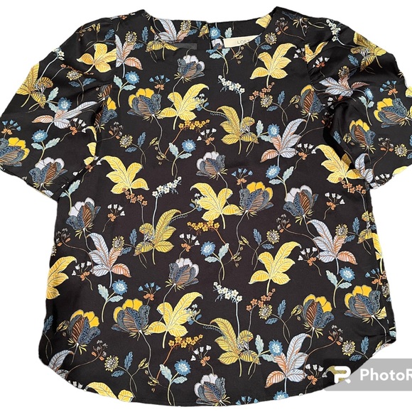 Ann Taylor LOFT Navy Floral Blouse - Picture 2 of 2